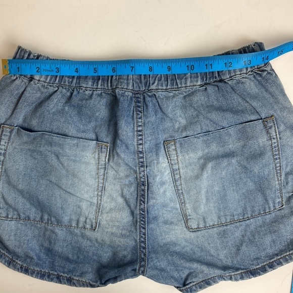 One Teaspoon Denim Chambray Pull-on Shorts Elastic Waist XS Vacation Beach Baggy - Picture 14 of 16
